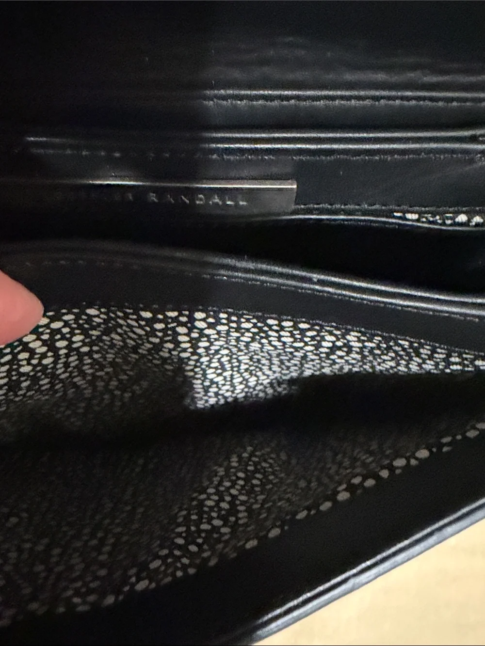 LOEFFLER RANDALL  Black Textured Crossbody sharkskin print. STUNNING!